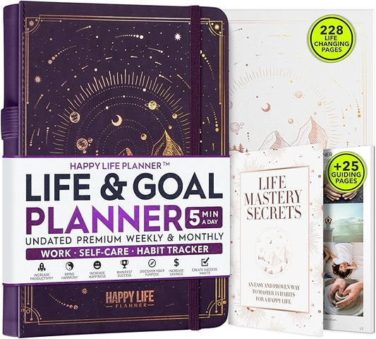 Life Mastery Planner - A 12 Month Journey to Crush Your Goals, Increase Productivity, Passion, Success & Happiness - Weekly & Monthly Life Planner, Habit-Tracker, Gratitude Journal & Organizer, A5
