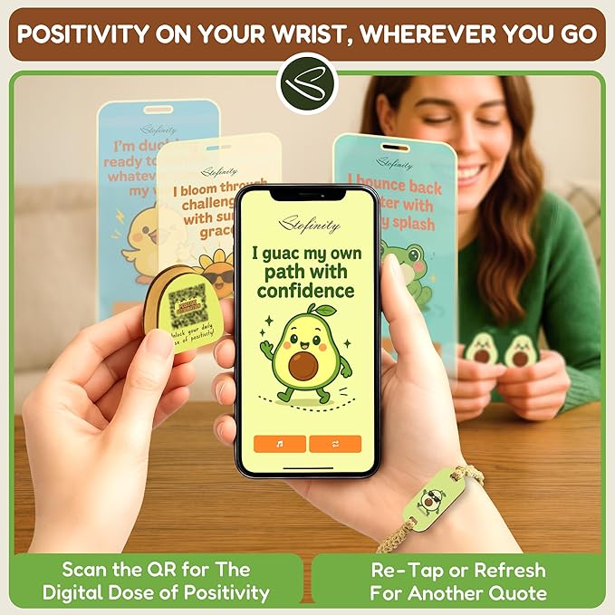 Positive Avocado Gifts For Avocado Lovers - Jar Of Affirmation Cards For Women Men, Inspirational Motivational Cards Mini Friend Birthday Gifts For Women Coworker, Cute Self Care Cards