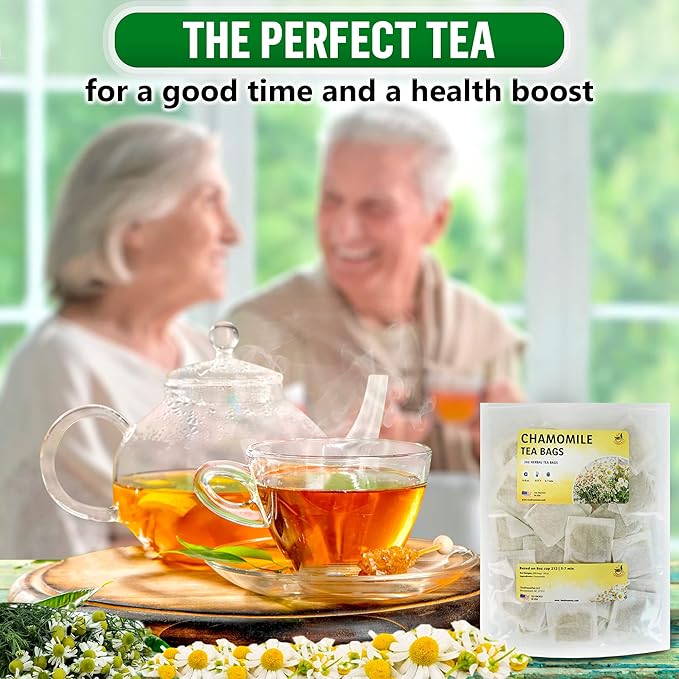 TeaDeam Tea Chamomile Tea Bags | Caffeine-Free & Sleep Time Tea | Chamomile Flowers Aroma - For Relieving Stress | Brew Hot Or Iced | 200 Tea Bags