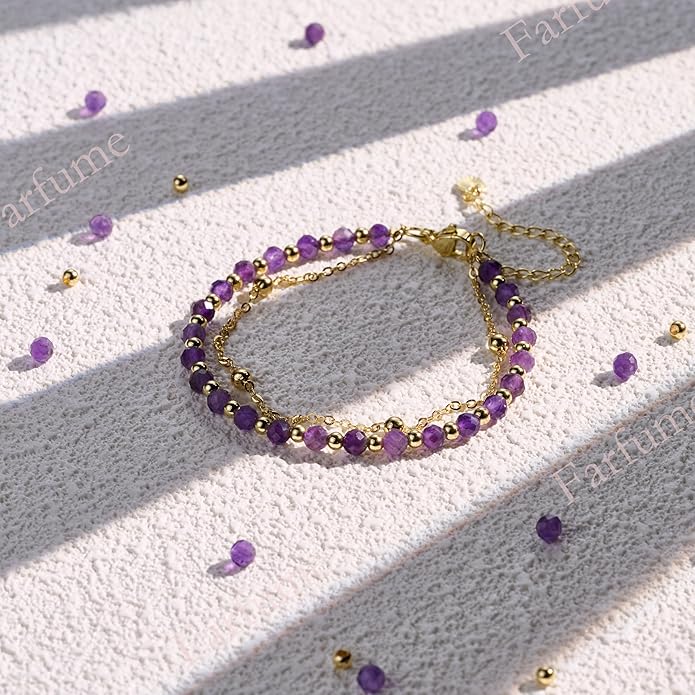 Farfume Crystal Bracelet Beaded Bracelets for Women 4mm Natural Stone Beads Gemstone Handmade Anxiety Jewelry Gifts