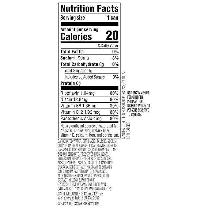 Rockstar Energy Drink, Sugar Free, 12oz Sleek Cans (8 Pack)