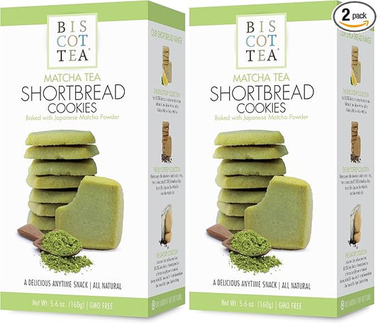 BISCOTTEA Matcha Green Tea Shortbread Cookies (8 Cookies) (Pack of 2)