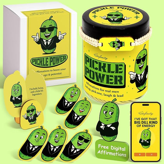 Funny Affirmation Cards For Men - Positive Pickle Gifts Ideas, Motivational Gifts For Men Husband Coworkers, Inspirational Cards With Quotes, Jar Of Encouragement Card For Office Desk Decor