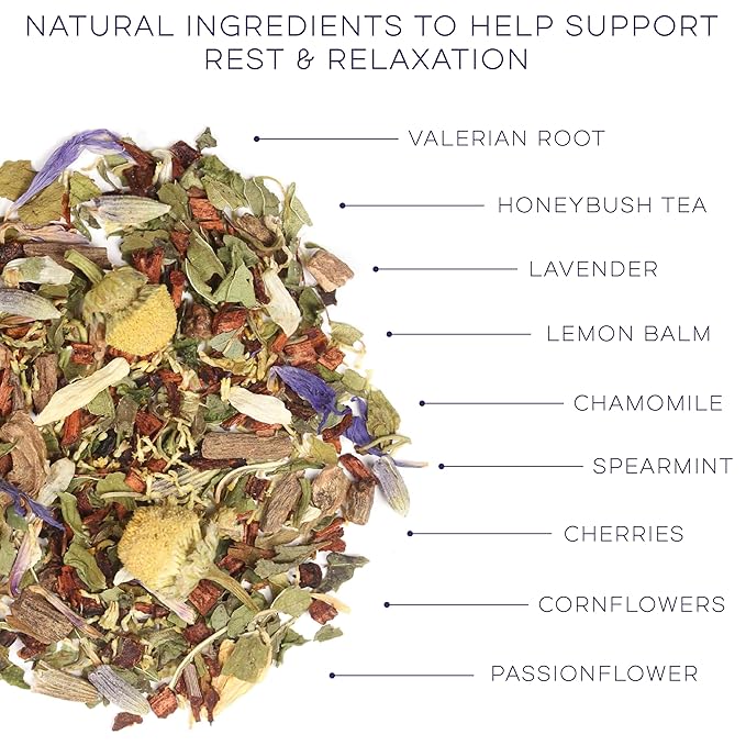 Dreamy Night Sleep Tea (1.65 oz, Pack of 18 Tea Bags) – Sleepytime Calming Caffeine Free Tea Herbal Blend with Valerian Root, Chamomile, Lemon Balm, Passionflower and Lavender for Bedtime