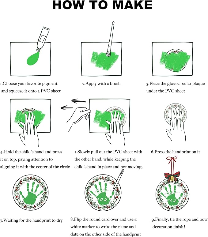 Stylor Baby's First Christmas DIY Handprint Ornament - Crystal Glass Keepsake 2025, for Newborn Boy or Girl, My 1st Xmas Tree Hanging Decoration (Snowflake)