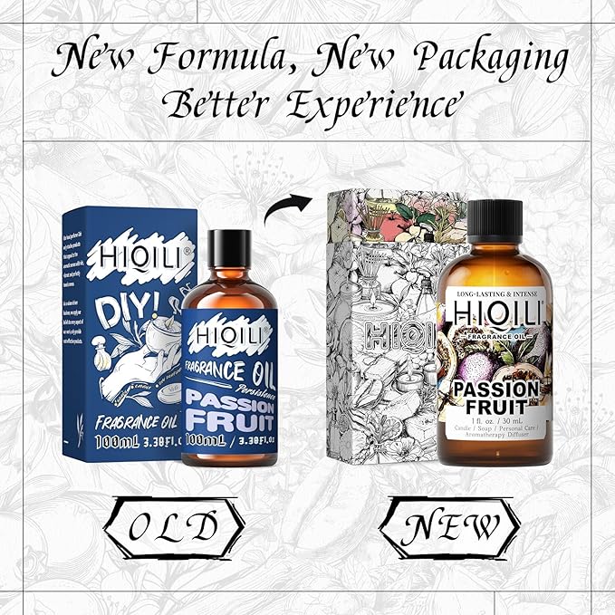 HIQILI Passion Fruit Fragrance Oil for Home Diffuser, Oil Burner, Great for Soap, Candle & Perfume Making, Add to Body Lotion - 1 Fl Oz