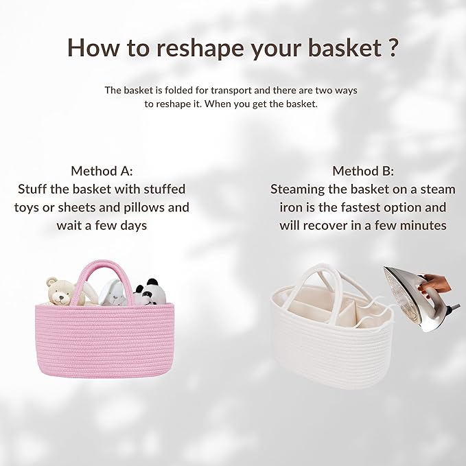 Baby Diaper Caddy Girl Boy Organizer Small Woven Baskets With Handle, Cotton Rope Tote For Shower Nursery, Decorative Medium Storage Baskets For Shelves,Unique Gift Baby