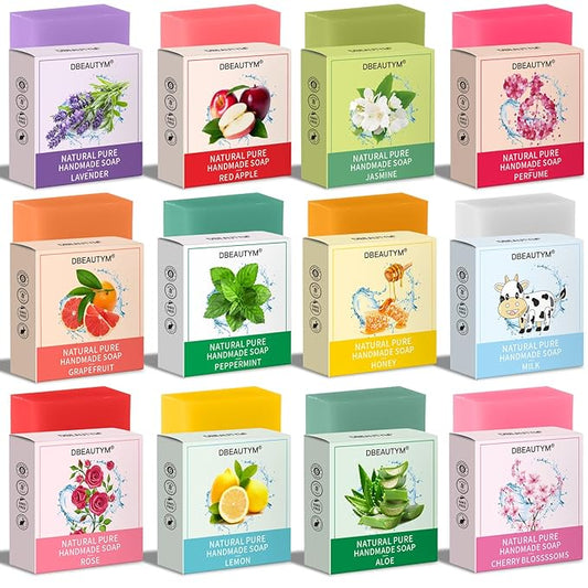 12 Pack Bar Soap Gifts,Stocking Stuffers for Teen Girls,Christmas Gifts for Women,Bridesmaid Gifts,Teacher Appreciation Gifts Nurse Gifts, Natural Plant Fragrance Bath Soaps Travel Size Hands Wash Bar