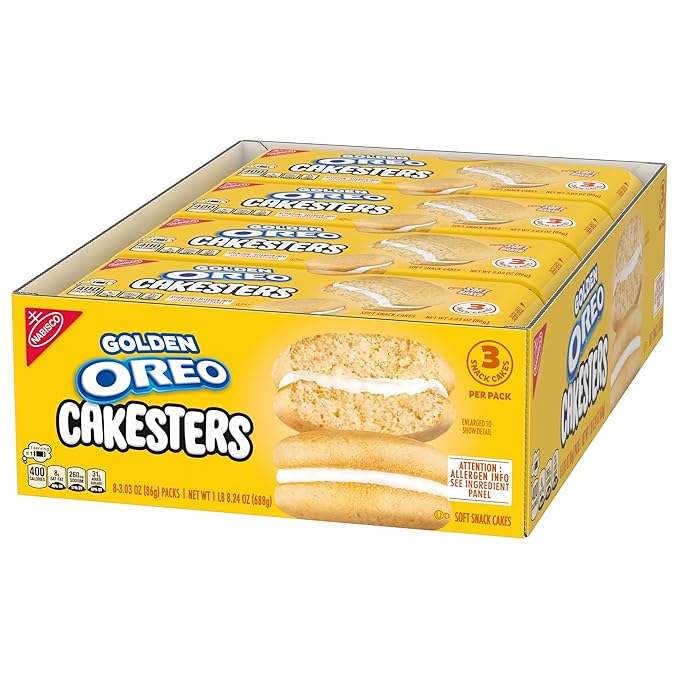 OREO Golden Cakesters Soft Snack Cakes, 8-3.03 oz Snack Packs