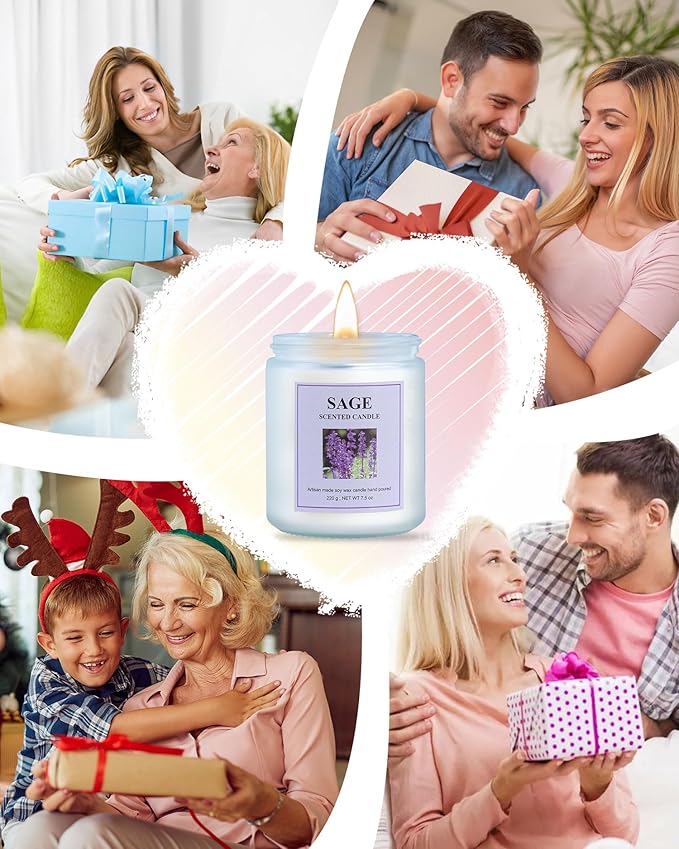 4 Pack Sage Candle Set, 30 oz 200 Hour Home Aromatherapy Jar Candles, Long Lasting Aromatherapy Candles for Bedrooms Yoga Rooms Lounges Gardens Patios Balconies and Camping