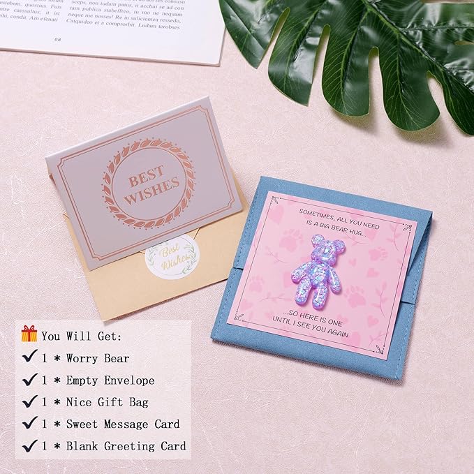 Pocket Bear Hug, Anxiety Relief Gifts for Women Men, Mental Health Positivity Gifts, Thinking of You Gift, Emotional Support Gift, Comforting Present for Son Daughter Back to School, Purple