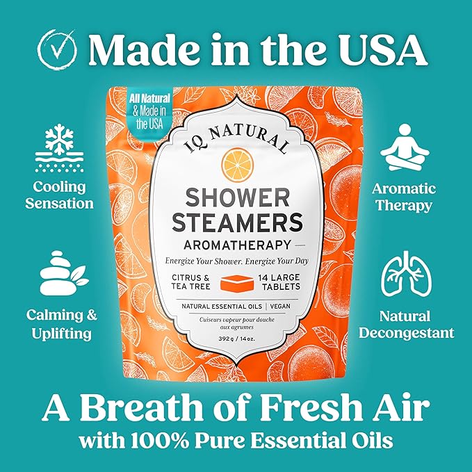 Citrus Shower Steamers Aromatherapy for Women- USA Made - Shower Bombs Aromatherapy for Women, Vapor Shower Tablets, Menthol Shower Scent Steamers Cold and Flu, Organic Shower Steamer