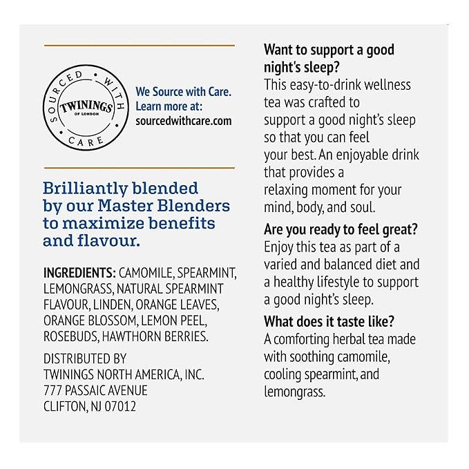 Twinings Sleep Herbal Tea 72 K-Cup Pods for Keurig, 12 Count (Pack of 6), Formerly Nightly Calm, Camomile, Spearmint, & Lemongrass, Naturally Caffeine-Free, Enjoy Hot or Iced