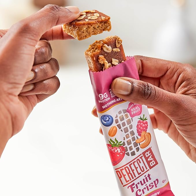 Perfect Bar Fruit Crisp, Mixed Berry Nut Butter Protein Bar, Protein Snack, Gluten Free, Soy Free, Non GMO, No Sugar Alcohols, 1.9 Ounce Bar, 10 Count