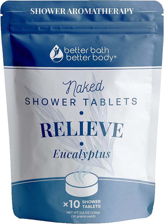 New Relieve Shower Tablets (10 Tabs) Scented with Pure Eucalyptus Essential Oil for Relaxing Shower at Home Made in USA