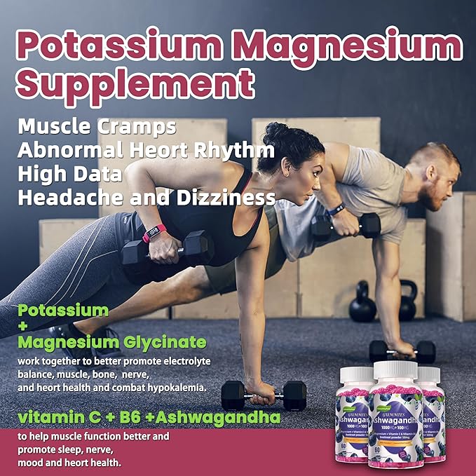 Ashwagandha Gummies 1000mg & Vitamin D3 Gummies 60 Count Organic Root Extract Stress Relief Sleep Support(Non-GMO, Sugar Free & Gluten Free)