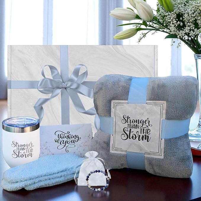 Get Well Soon Gifts for Women - Care Package for Cancer Recovery, Surgery, Sick Friend, Hospital Comfort, Chemo Care Treatment - Gift Basket with Thoughtful Gifts, Thinking of You (Grey)