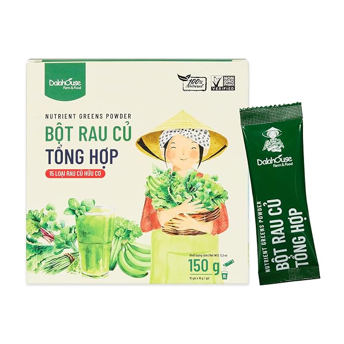 DalaHouse 15 Plant-Based Mix Super Greens Powder - Greens Superfood Powder Nutritional Vegetable Supplement, Boost Immunity, Spinach, Kale and More, 150g (15 x 10g Sachets) - Pack of 1