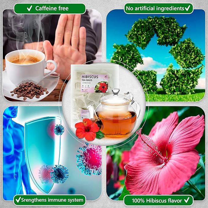 TeaDreamTea Hibiscus Tea Bags 200 Bleach-Free Tea Bags Caffeine Free Dried Hibiscus Flowers Hibiscus Flower Tea Dried Flower Tea Brew Hot or Iced Herbal Hibiscus Tea, 200 Count (Pack of 1)