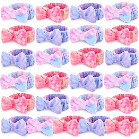 25 Pcs Spa Headband Bulk Makeup Headbands for Washing Face Cute Bow Hairbands Soft Coral Fleece Hairbands for Women Face Skin Care Makeup Spa Gift Shower Yoga(Novel Pattern)