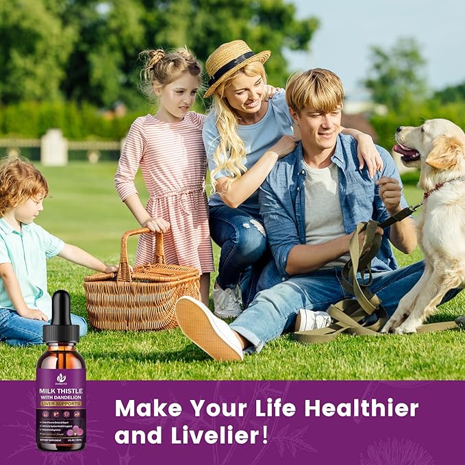(4 Pack) Milk Thistle Supplement for Liver Cleanse Detox & Repair, Liver Detox Drops with Organic Milk Thistle Seed, Artichoke Extract, Dandelion, Turmeric and Vegan, Non-GMO, Gluten-Free, 1 Fl Oz