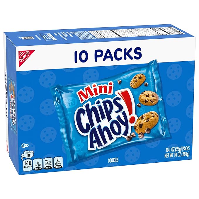 CHIPS AHOY! Mini Original Chocolate Chip Cookies, 10 Snack Packs (Pack of 2)