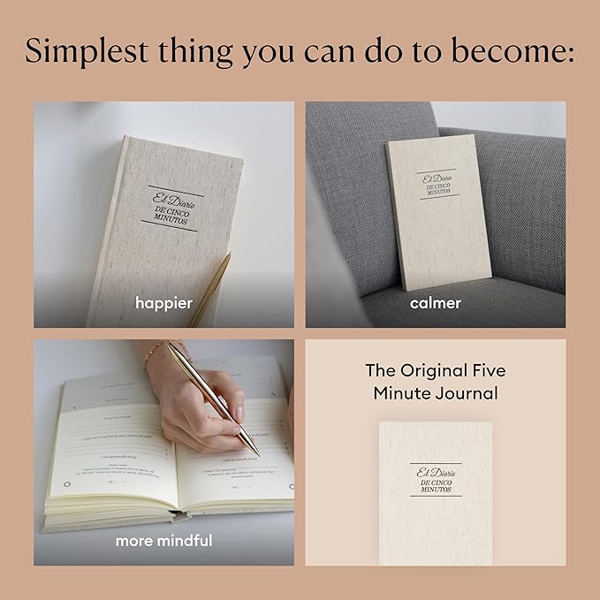 Intelligent Change Spanish Five Minute Journal, Original Daily Gratitude Journal, Reflection & Manifestation Journal for Mindfulness, Undated Daily Journal, Plastic-Free