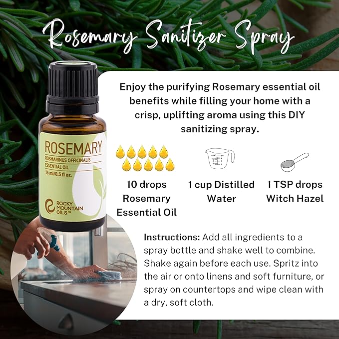 Rocky Mountain Oils Rosemary Essential Oil - Natural Aromatherapy Essential Oils for Diffusers, Topical, and Home - 15ml