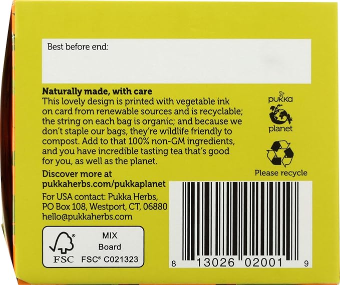 Pukka Organic Herbal Tea Ginger Herbal Teas Three Ginger Tea with Galangal & Turmeric 20 Tea Bags (Pack of 2)