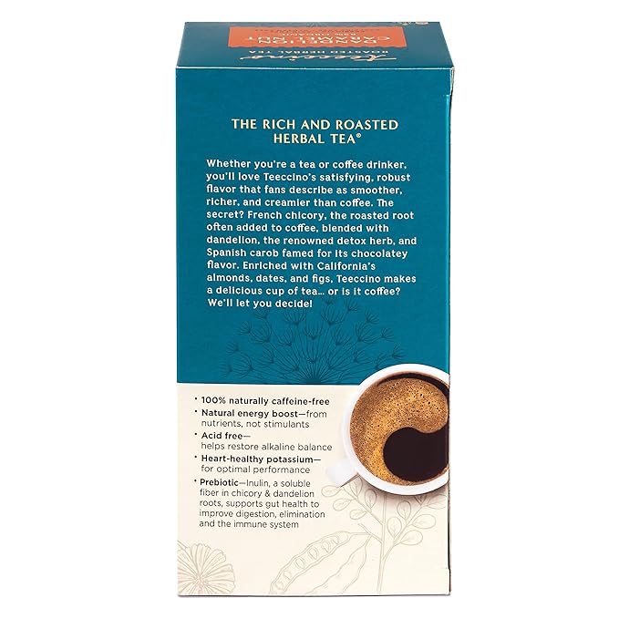 Teeccino Dandelion Caramel Nut Tea - Caffeine Free, Roasted Herbal Tea with Prebiotics, 3x More Herbs than Regular Tea Bags, Gluten Free - 25 Tea Bags (Pack of 3)