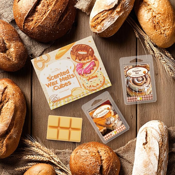 Bakery Wax Melts, 8 Pack Scented Wax Cubes, Soy Wax Cubes Strong Scent, Wax Melts Tarts for Warmer - Vanilla Almond Biscuit, Toasted Coconut, Frosted Donut and More, Colored Wax Melt Gift Set