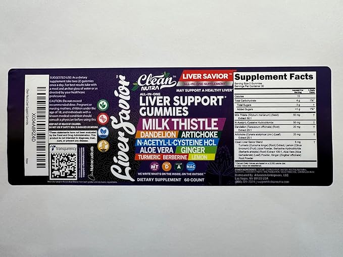Clean Nutra Liver Cleanse Detox & Repair Gummies | Milk Thistle Gummy Liver Support Vitamins | Dandelion, Artichoke, Aloe Vera, Ginger, Berberine, Lemon, N-Acetyl-L-Cysteine, Turmeric Supplement HCL