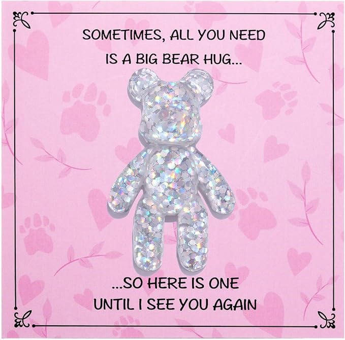 Pocket Bear Hug, Anxiety Relief Gifts for Women Men, Mental Health Positivity Gifts, Thinking of You Gift, Emotional Support Gift, Comforting Present for Son Daughter Back to School, White