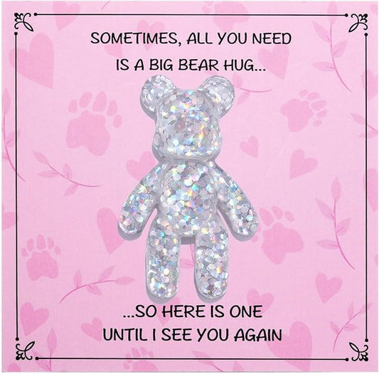 Pocket Bear Hug, Anxiety Relief Gifts for Women Men, Mental Health Positivity Gifts, Thinking of You Gift, Emotional Support Gift, Comforting Present for Son Daughter Back to School, White