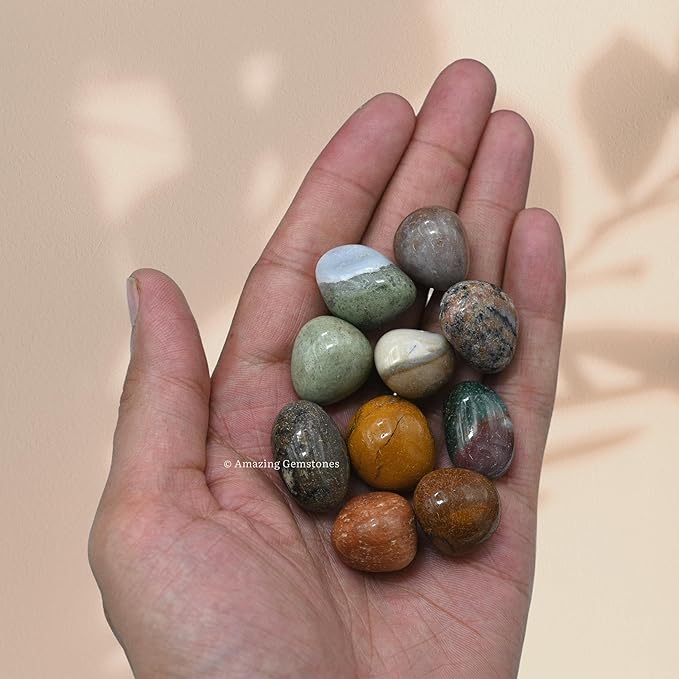 Amazing Gemstone Fancy Jasper Crystals and Healing Stones Tumbled - 1 oz Fancy Jasper Stone, Natural Healing Stones for Energy Balance, Stress Relief - Premium Polished Gems Rocks for Meditation