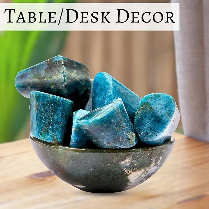 Amazing Gemstone Apatite Crystals and Healing Stones Tumbled - 1000+ Carats, Natural Healing Stones for Energy Balance, Stress Relief - Premium Polished Gems Rocks for Meditation and Wellness