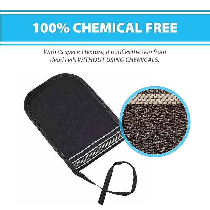 Turkish Exfoliating Gloves – Face & Body Exfoliation Mitts - Bath Hammam Spa Exfoliator Kese Glove - Body Scrub Glove to Remove Dead Skin – Brighten & Soften Skin – 4Pcs (Black & White)
