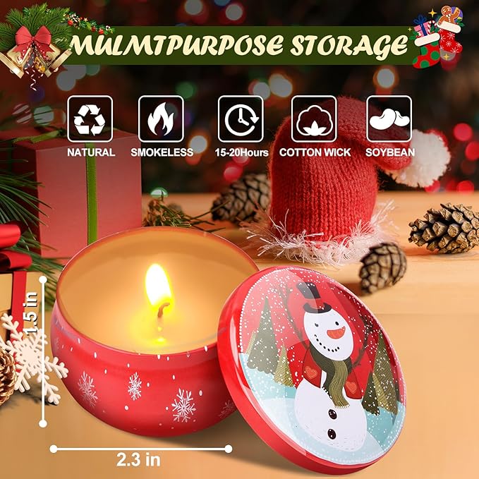Christmas Scented Candles Gifts for Women, Soy Wax Candles with Essential Oils Aromatherapy Candles for Home Scented, Stress Relief, Bath,Yoga, Christmas Thanksgiving Gift, 6 PCS