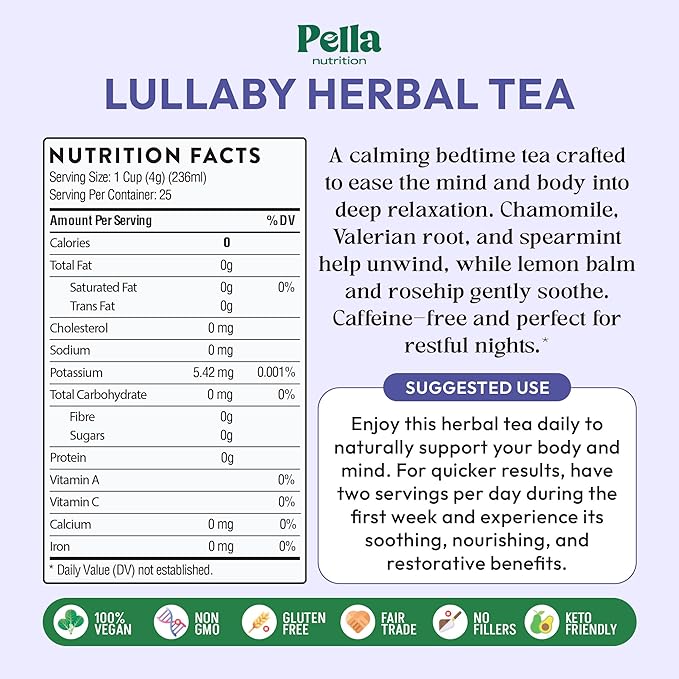 Chamomile Tea with Hibiscus, Peppermint, Spearmint, Rosehip, Valerian Root, Lemongrass, Cornflowers – Kosher, Vegan, No Caffeine – Calming Mint-Citrus Evening Herbal Drink for Relaxation (25 Tea Bags)