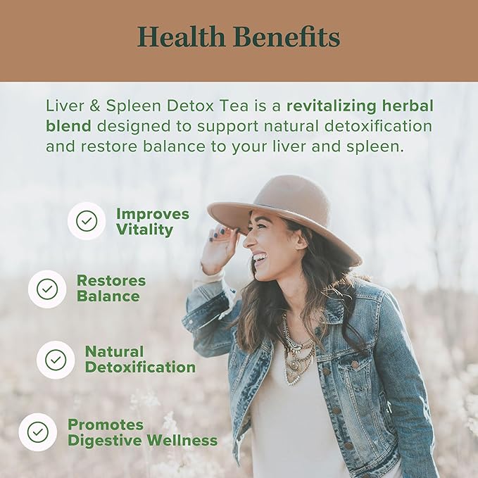Jade Tea - Organic Liver Detox Tea & Spleen Detox Tea - Organic Dandelion Root, Burdock Root, Ginger Root & Orange Peel - Supports Liver, Gallbladder & and Spleen Health - Apple Cinnamon - Made in USA