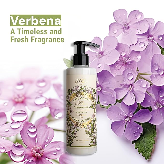 Panier des Sens β Verbena Hand & Body Lotion for Dry Skin - Hydrating Body Cream for Women - Nourishing Fluid Body Moisturizer Shea Butter & Olive Oil - 97% Natural Ingredients Body Care - 8.45 Floz