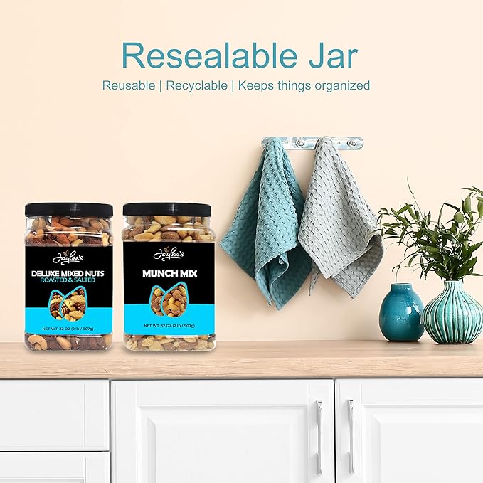 Jaybee’s Unsalted Mixed Nuts | 32 oz | Gourmet Roasted Deluxe Nut Mix with Cashews, Almonds, Pecans, Hazelnuts, Brazil Nuts (No Peanuts) | Keto, Vegan Friendly, Kosher, Healthy Snacks