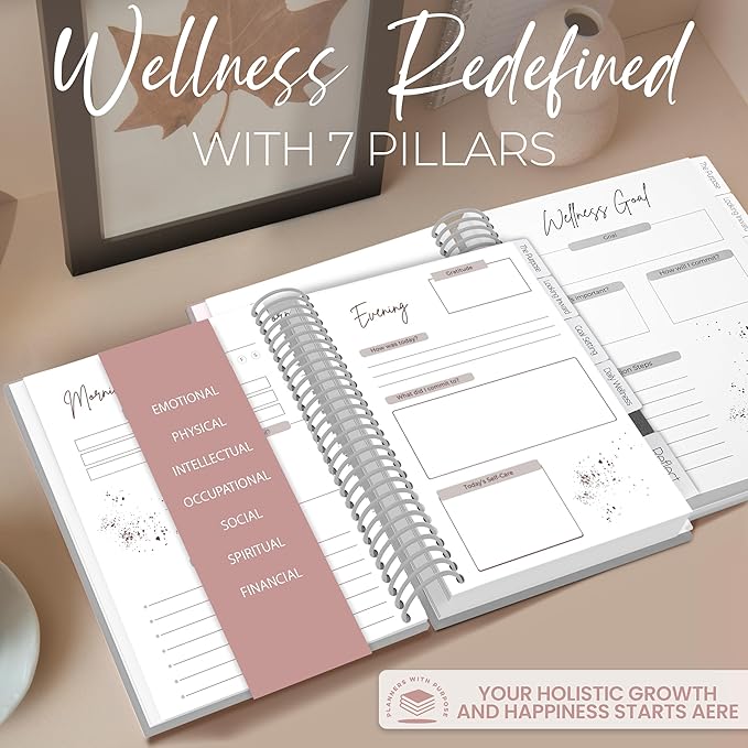 Wellness Journal – Daily Self Care Lifestyle Planner to Support Physical, Mental, & Emotional Health – Guided Prompts Self Love Diary to Practice Gratitude, Reflection, and Goals