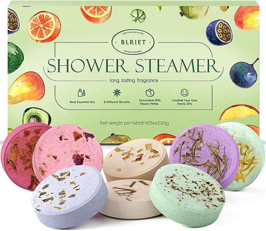 Shower Steamers Aromatherapy Stocking Stuffers Christmas Gifts for Women 8 PCS, Shower Bombs Gifts for Mom with Lavender Fruit Natural Essential Oils, Self Care Gifts for Women & Lover