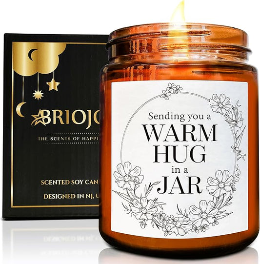 Sending Hug Gifts for Women Men - Warm Hug Scented Candle - Relaxing, Get Well, Sympathy Gift - Gift for Her Bestie Best Friend Coworker - Lavender Eucalyptus Natural Soy Wax Candle for Home