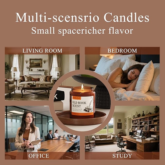 Scented Candles Gifts for Book Lovers, Soy Wax Candles,Fall Candle Inspired Gift Ideas for Readers,Women, Bookworm, Librarian, Men, Friend, 8 oz