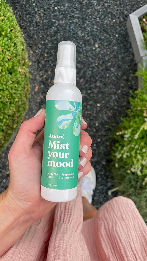 ASUTRA Multi-Use Essential Oil Aromatherapy Spray (Peppermint & Rosemary), 4 fl oz – Mist for Face, Body, Rooms & Linens – Car, Fabric, and Bathroom Freshener
