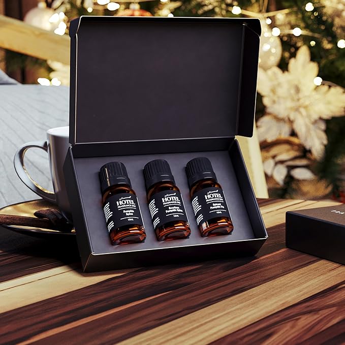 AirScent Pumpkin Spice Diffuser Oil 3 Pack Gift Set - 10 mL, 0.34 fl oz Premium Fragrance Oil Set for Ultrasonic and Waterless Diffusers and Crafting - 3 Pumpkin Spice Blends