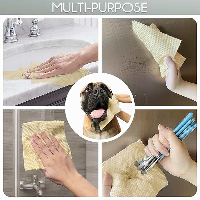 Bamboo Rayon Disposable Face Towel Biodegradable Large Dry Face Wipes 240 Count / 4 Boxes Extra Thick Soft Clean Facial Towels for Sensitive Skin, Makeup Removing, Facial Cleansing, Nursing