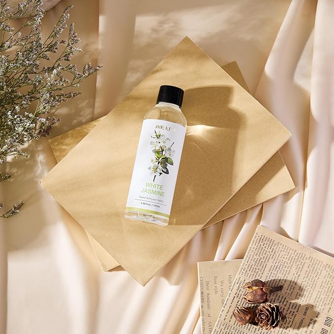 Airkeep Reed Diffuser Oil Refill/White Jasmine/3.38oz(100ml/1 Pack/Scented Oil Refill for Reed Diffuser Home Fragrance for Bedroom, Bathroom Office Home Decor